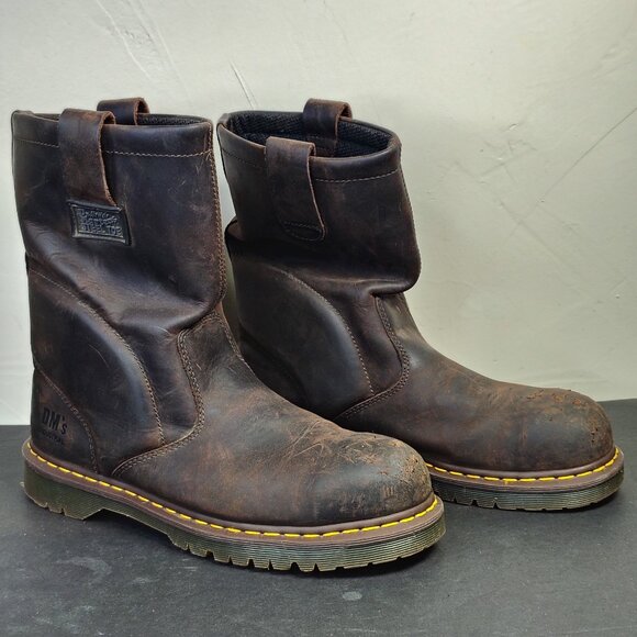 Dr. Martens Boots Mens 12 Brown AirWair Work Icon Industrial Safety Steel Toe